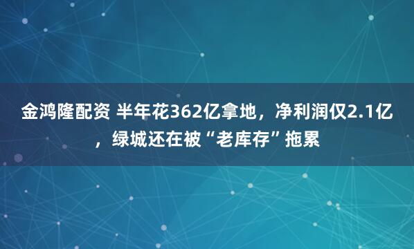 金鸿隆配资 半年花362亿拿地，净利润仅2.1亿，绿城还在被“老库存”拖累